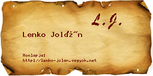 Lenko Jolán névjegykártya
